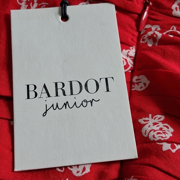 NWT Bardot Junior Red Lia Floral Ruched Dress  Size 16(XL) - Picture 8 of 8